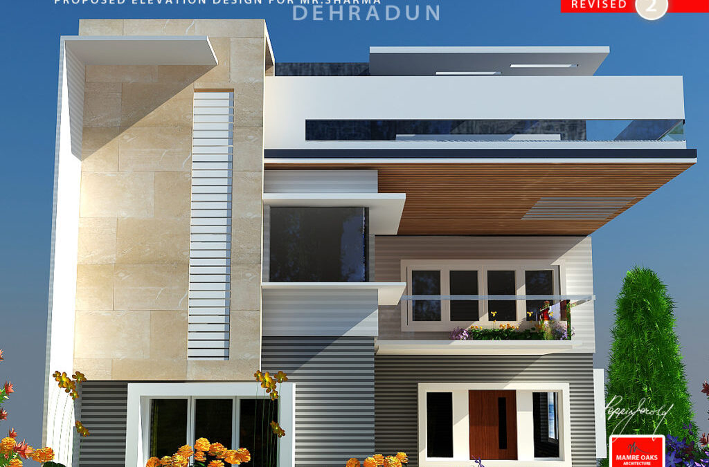 Dehradun Villa elevation design in Contemporary Theme
